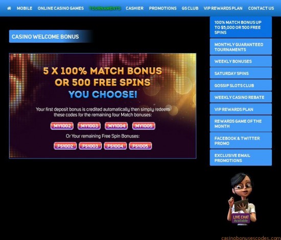 Gossip Slots Casino Promo Code