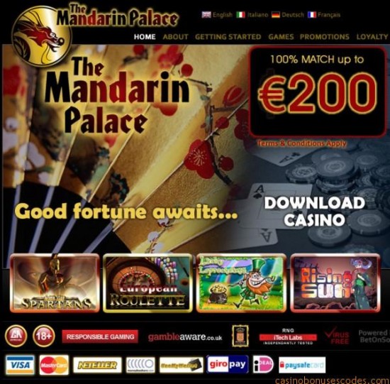 mandarin casino бонусы