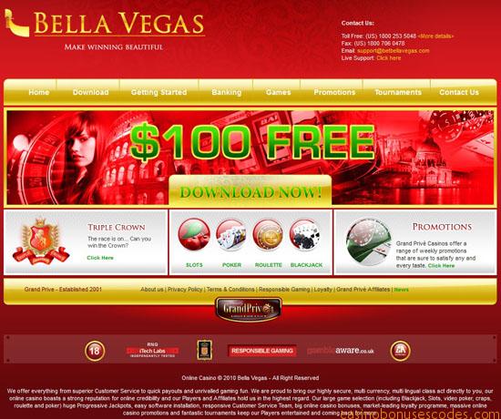 Bella Vegas Casino No Deposit Bonus April 3019