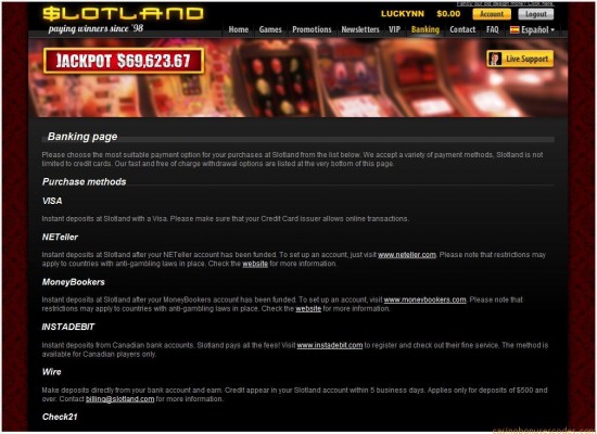 slotland_casino_banking