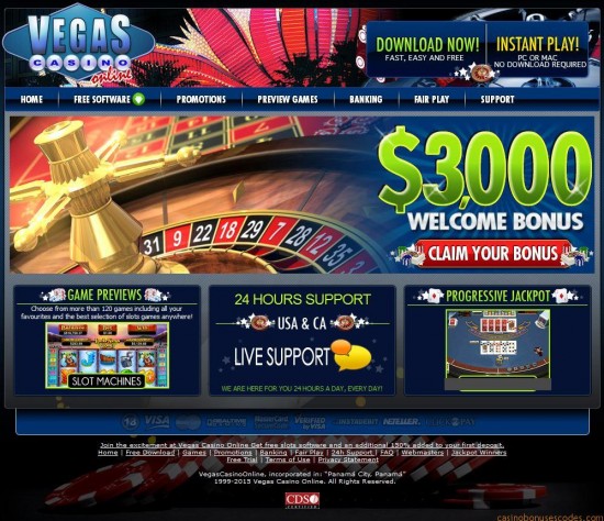 vegas casino online bonus codes