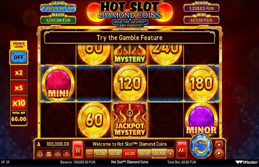 Hot Slot Diamond Coins Hold The Jackpot Cash Infinity