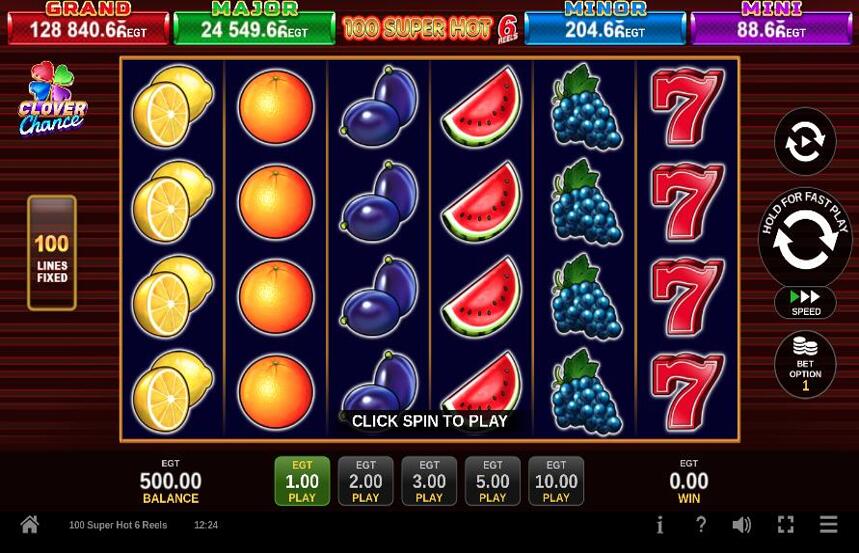 100 Super Hot 6 Reels Clover Chance