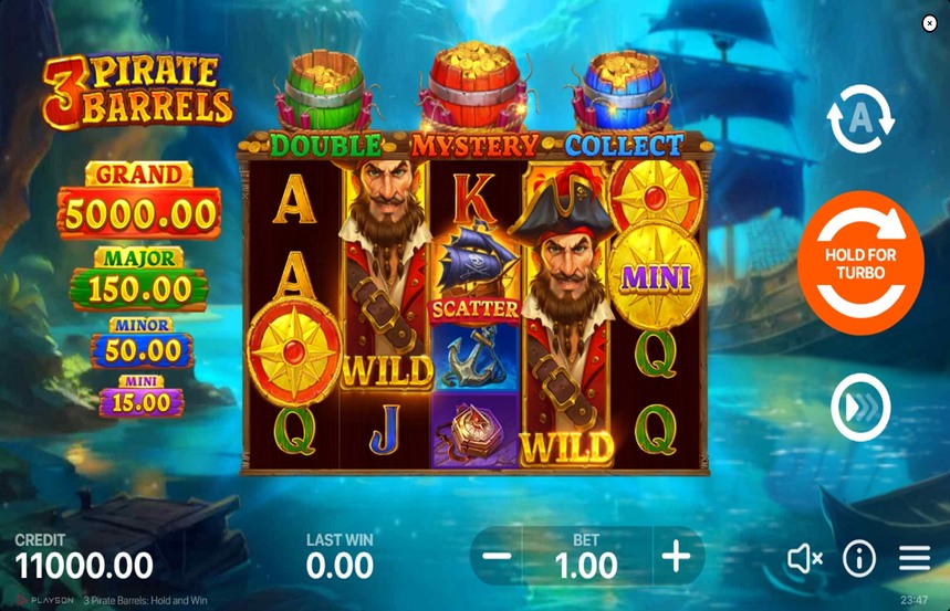 3 Pirate Barrels Hold and Win