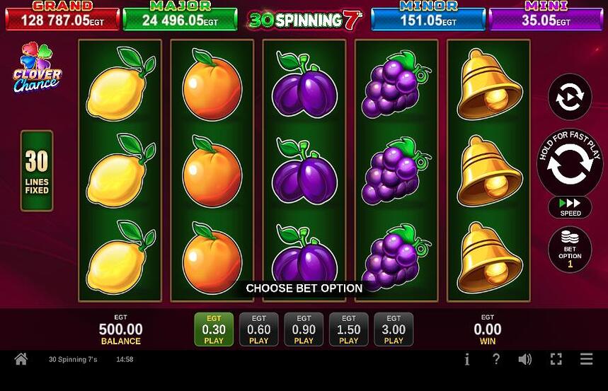 30 Spinning 7S Clover Chance
