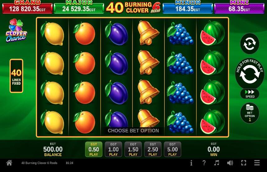 40 Burning Clover 6 Reels Clover Chance