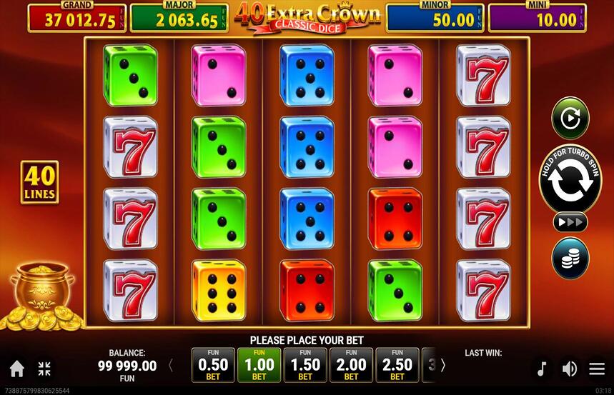 40 Extra Crown Classic Dice Golden Coins Link