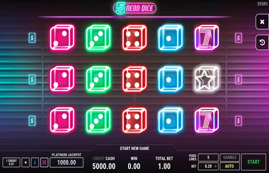 5 Neon Dice