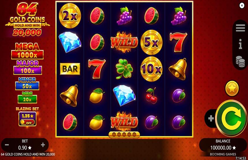 64 Gold Coins Hold and Win 20000