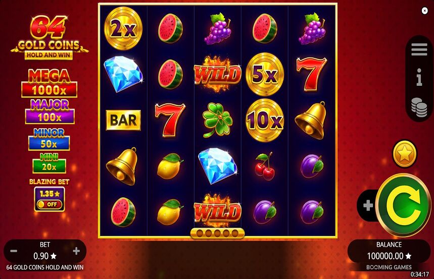 64 Gold Coins Hold and Win