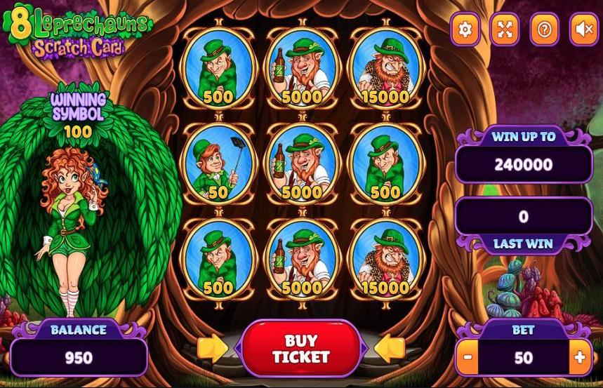 8 Leprechauns Scratch Cards