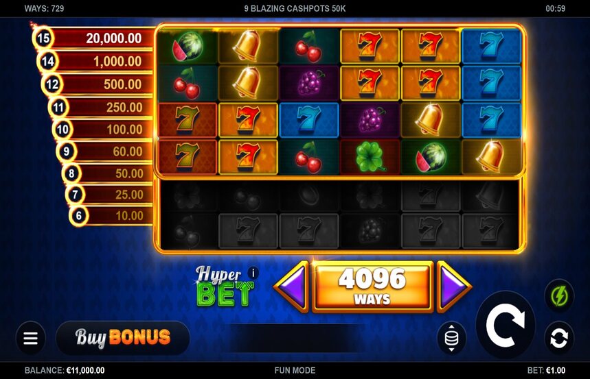 9 Blazing Cashpots 50K
