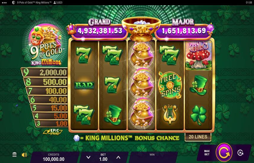 9 Pots of Gold King Millions