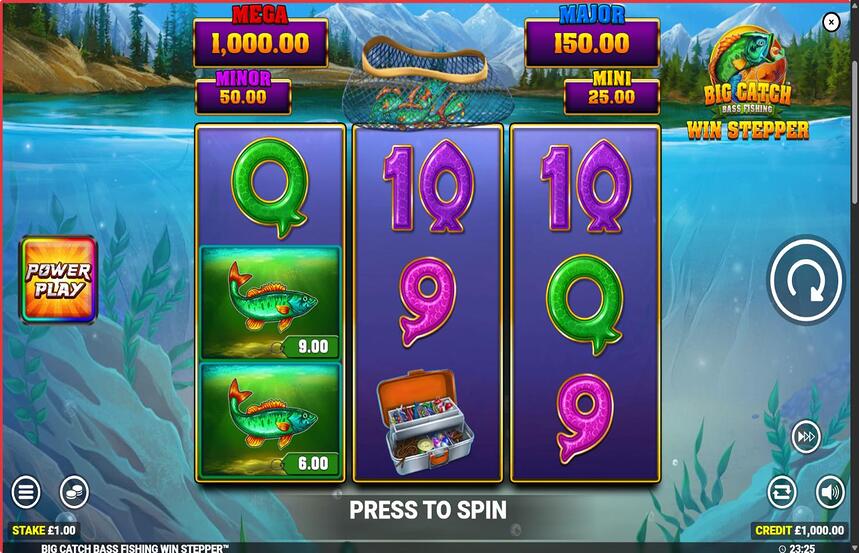 Big Catch Bass Fishing Win Stepper