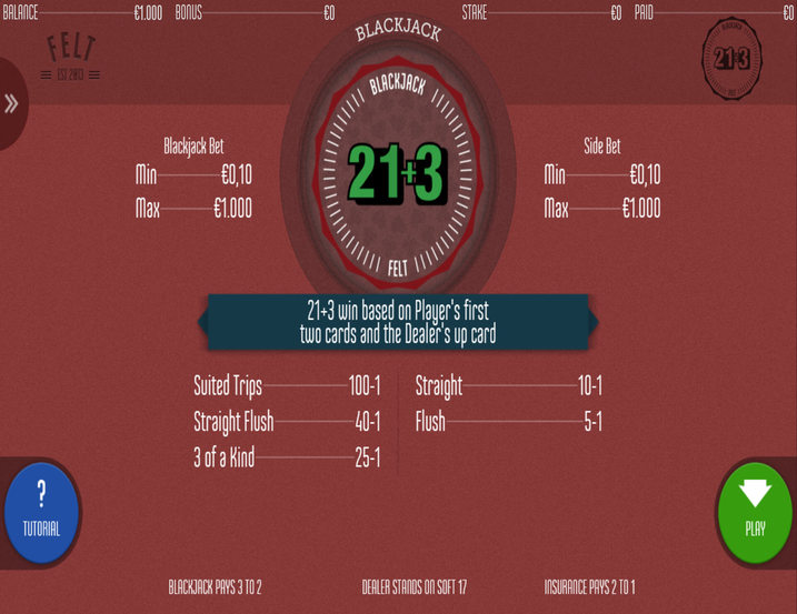 BlackJack 21 plus 3