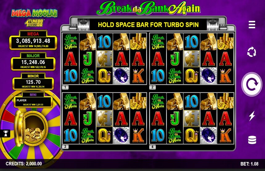 Break Da Bank Again Mega Moolah 4Tune Reels