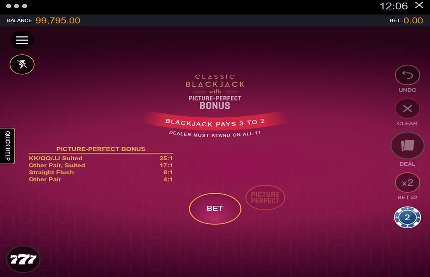 Classic Blackjack with Picture Perfect Bonus