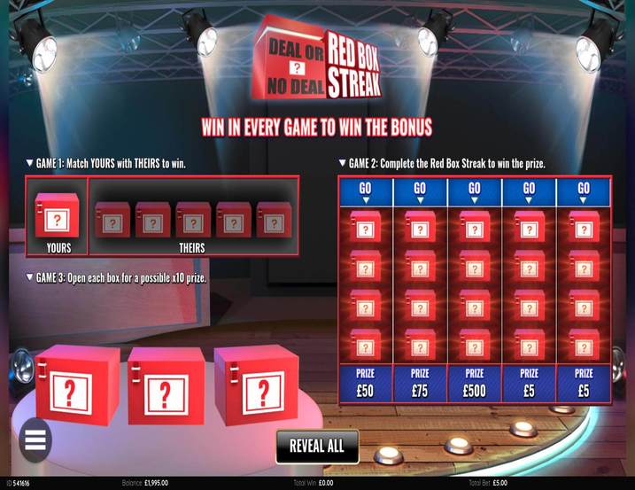 Deal or No Deal Red Box Streak