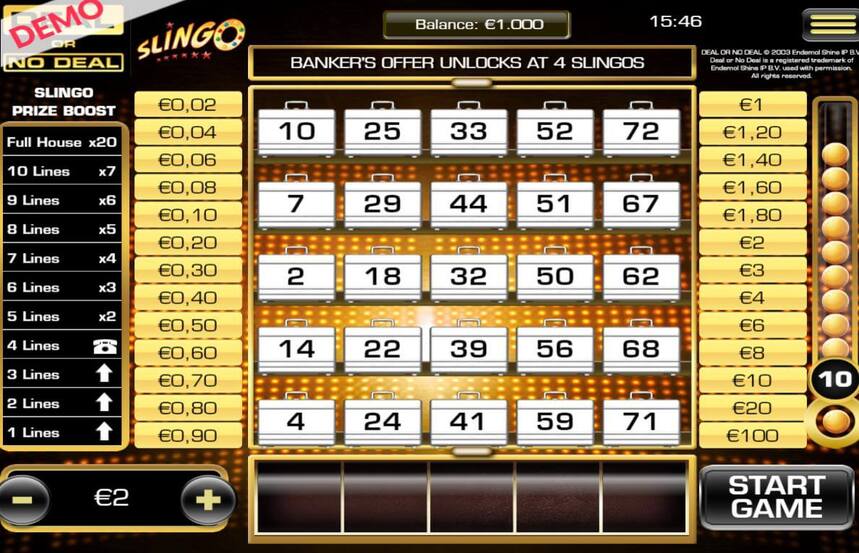 Deal or no Deal Slingo US