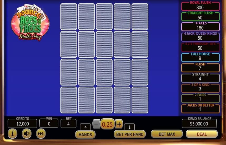 Double Aces and Faces Multi Pay