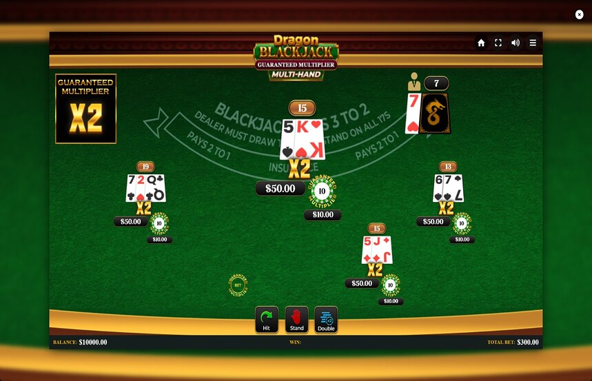 Dragon Blackjack Guaranteed Multiplier Multihand
