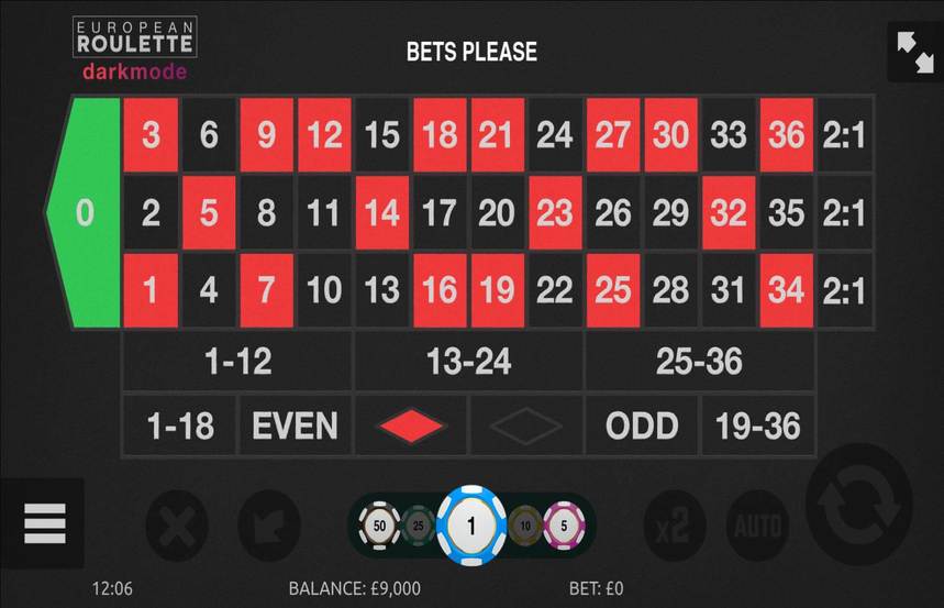 European Roulette Darkmode