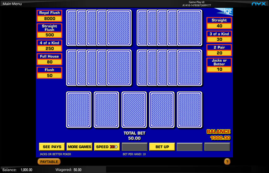 Five Play Draw Poker Multi Hand