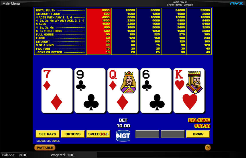 Game King Double Double Bonus Poker
