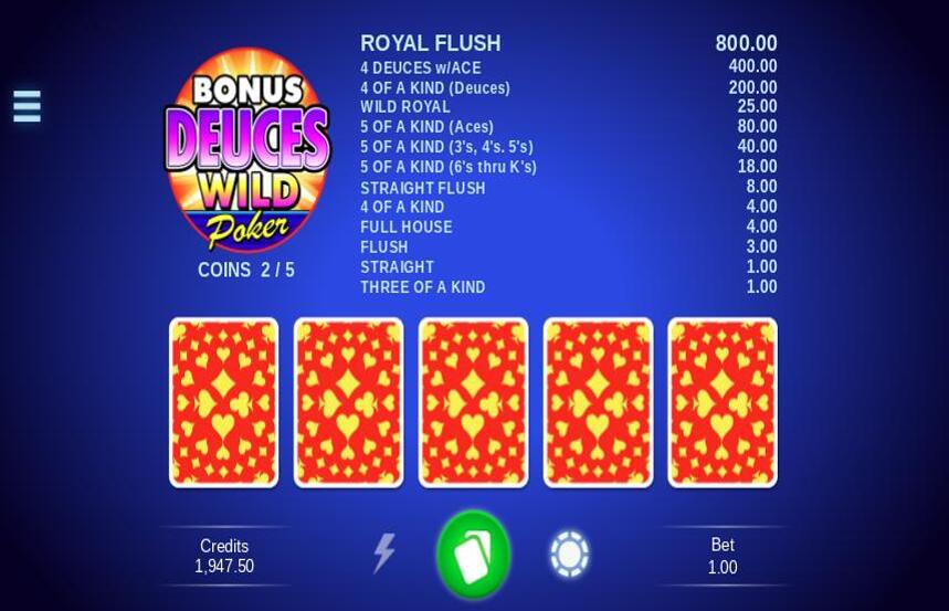 Games Global Bonus Deuces Wild