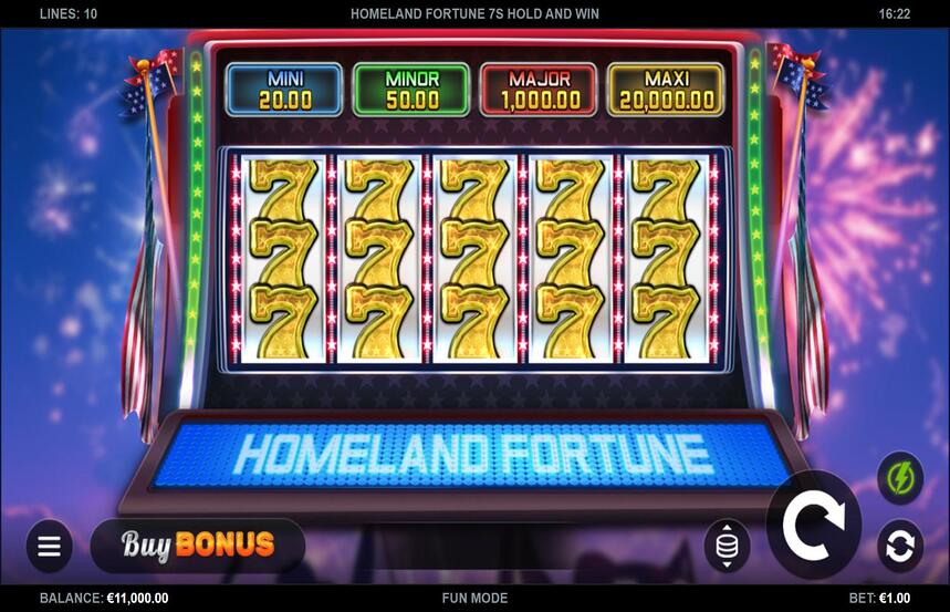 Homeland Fortune 7s Hold and Win