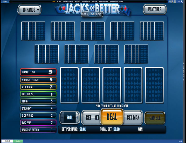 Jacks or Better Multi Hand