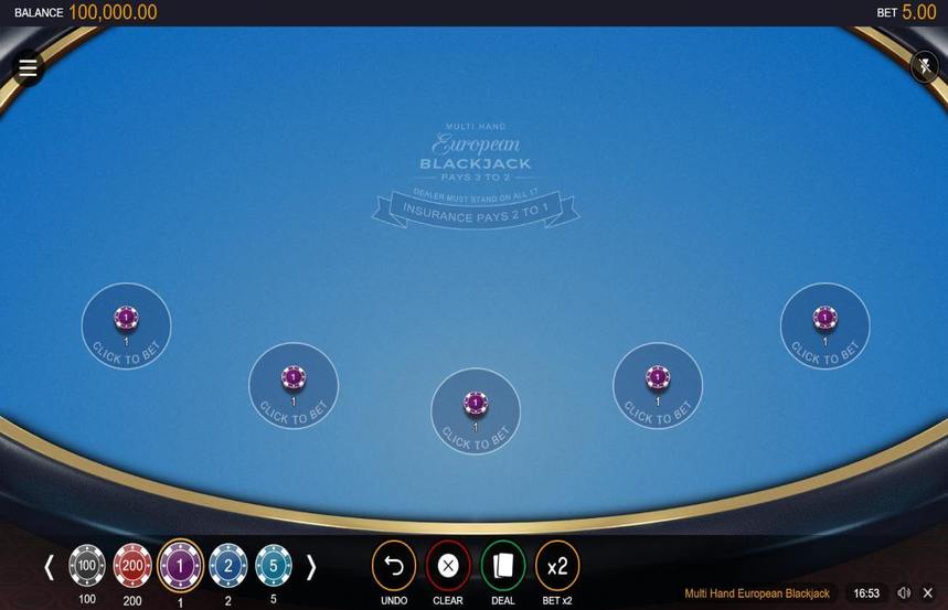 Multi Hand European Blackjack