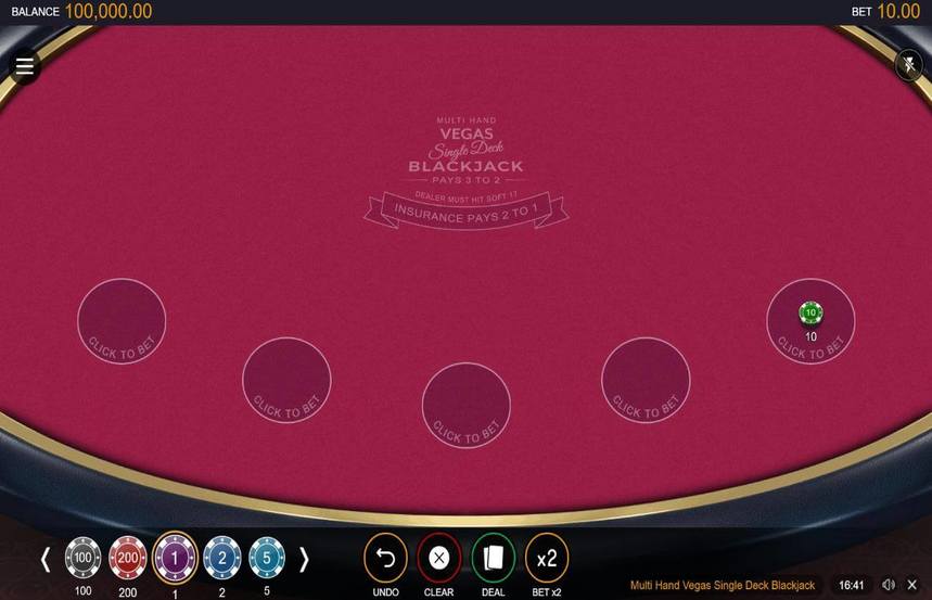 Multi Hand Vegas Single Deck Blackjack