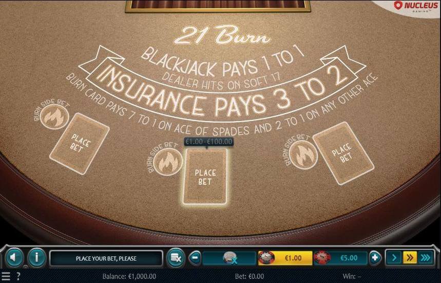 Nucleus Gaming 21 Burn Blackjack