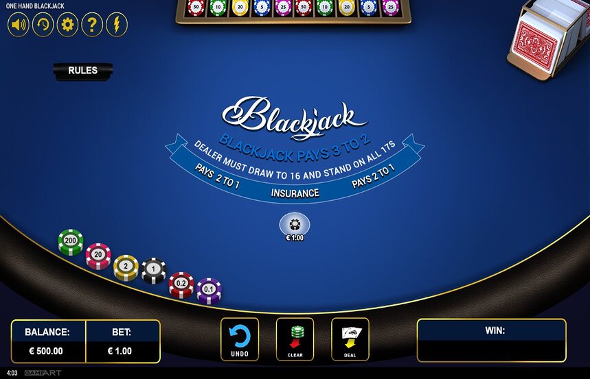 One Hand Blackjack