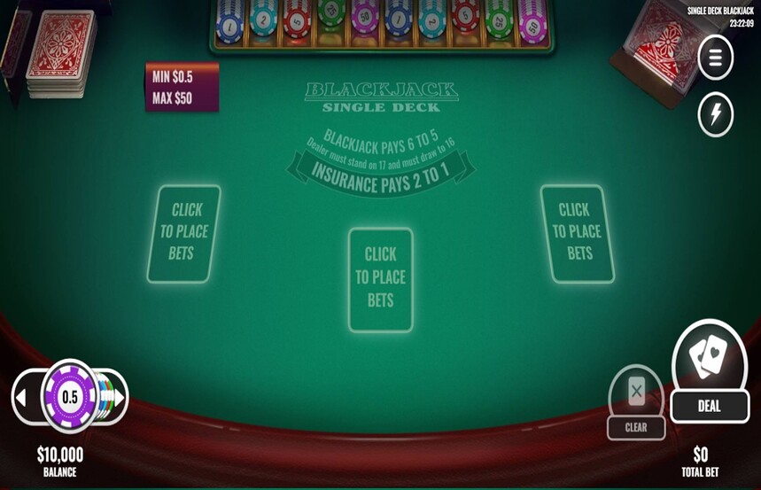 Platipus Gaming Single Deck Blackjack