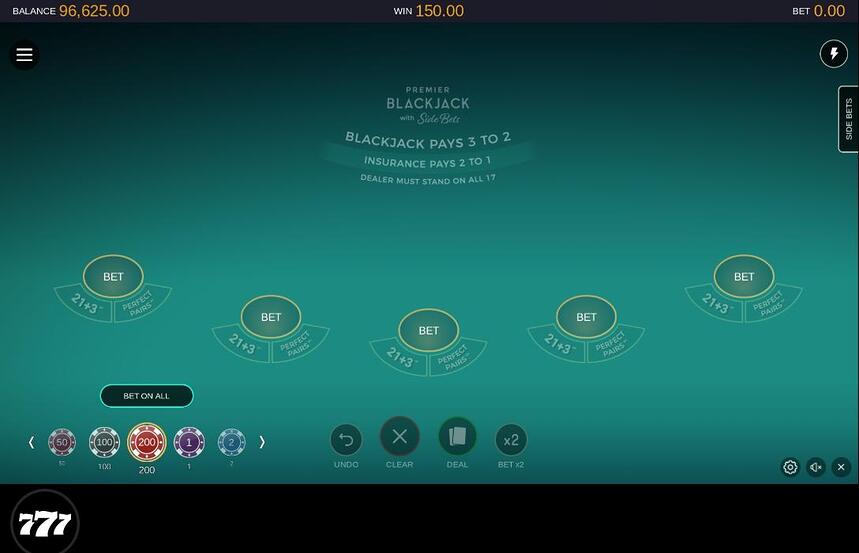 Premier Blackjack with Side Bets