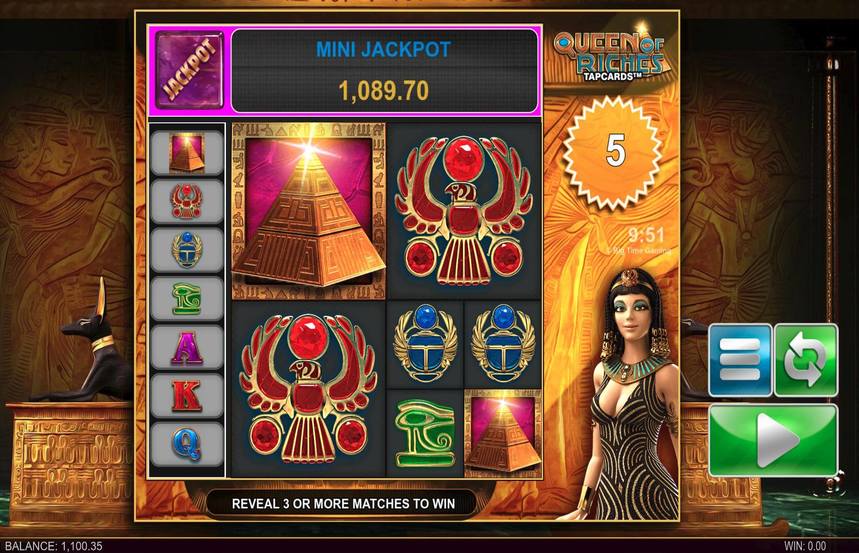 Queen of Riches Tap Cards