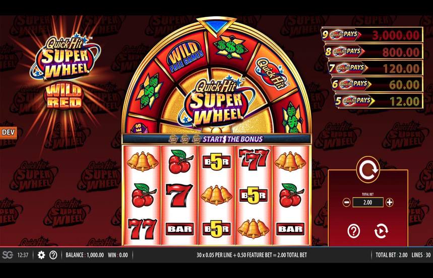 Quick Hit Super Wheel Wild Red