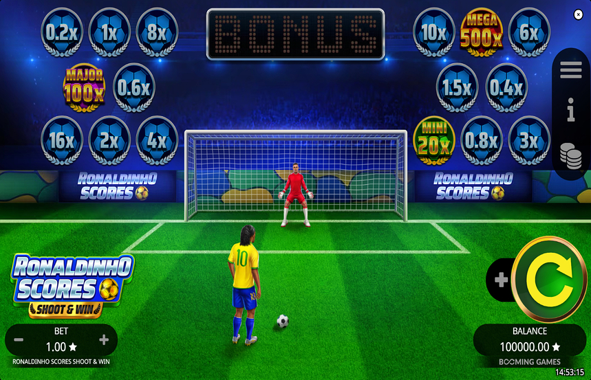 Ronaldinho Scores Shoot and Win