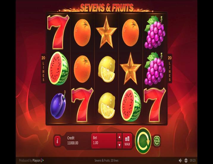 Sevens and Fruits 20 lines