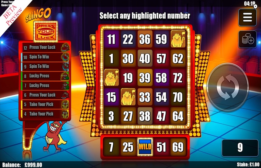 Slingo Press Your Luck