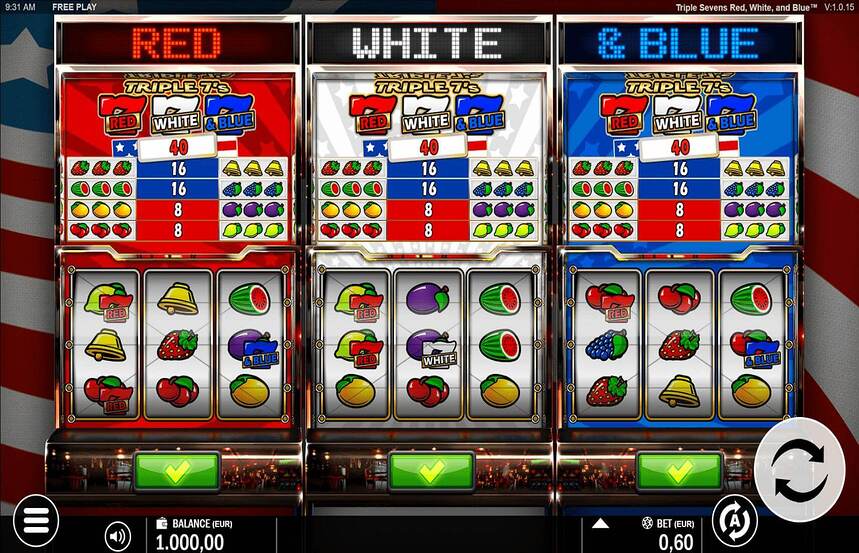 Triple 7s Red White and Blue