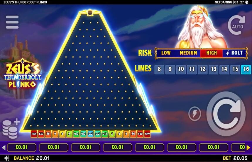 Zeuss Thunderbolt Plinko